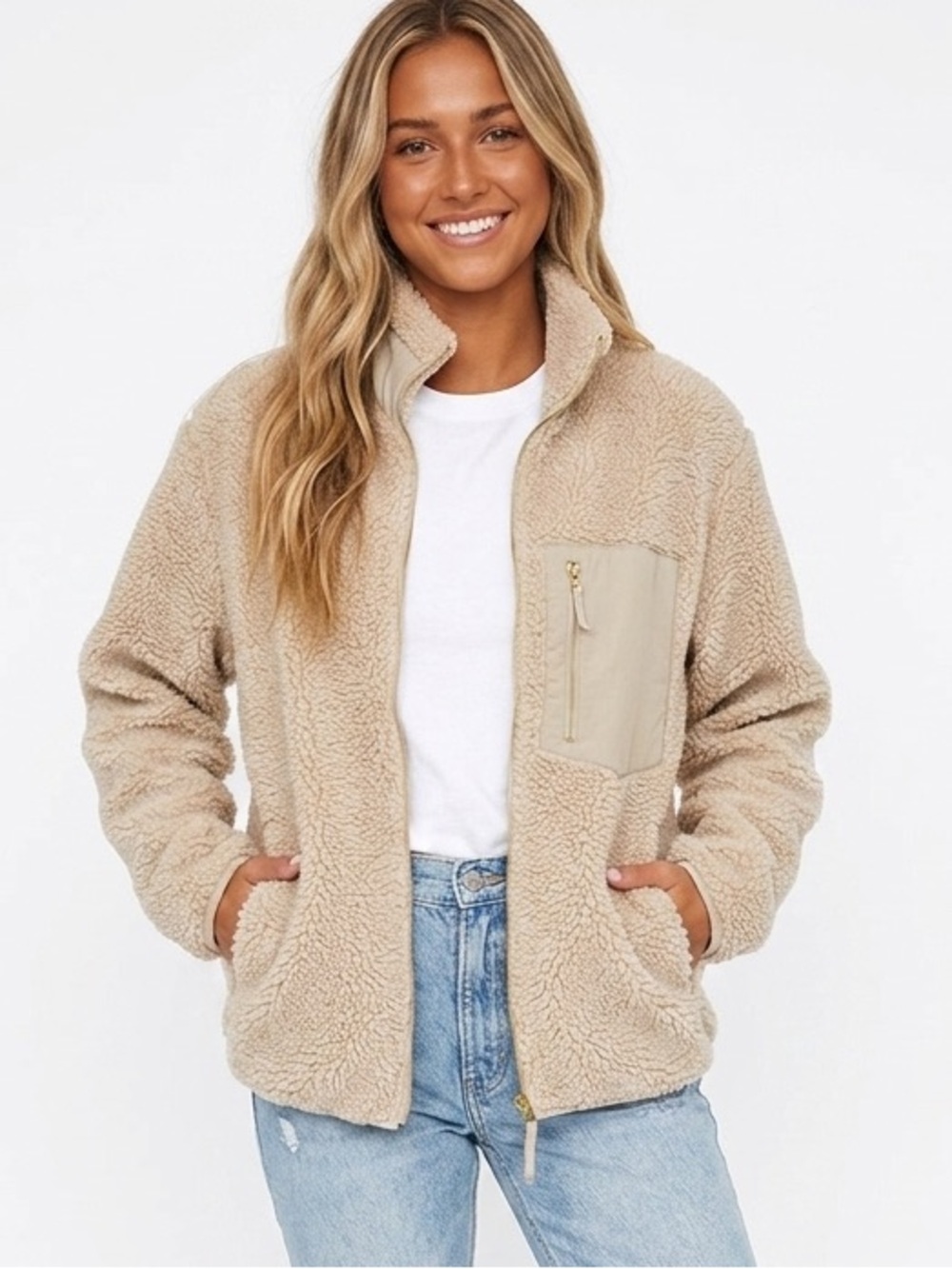 UNIQLO X GU | BEIGE FLEECE TEDDY SHERPA ZIP JACKET
